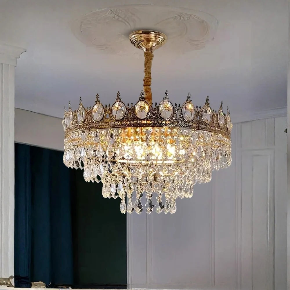 gold crown crystal chandelier