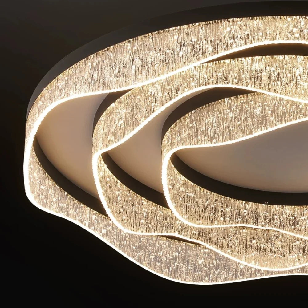 Selor Modern LED Crystal-Effect Resin Ceiling Light for Living Room & Bedroom