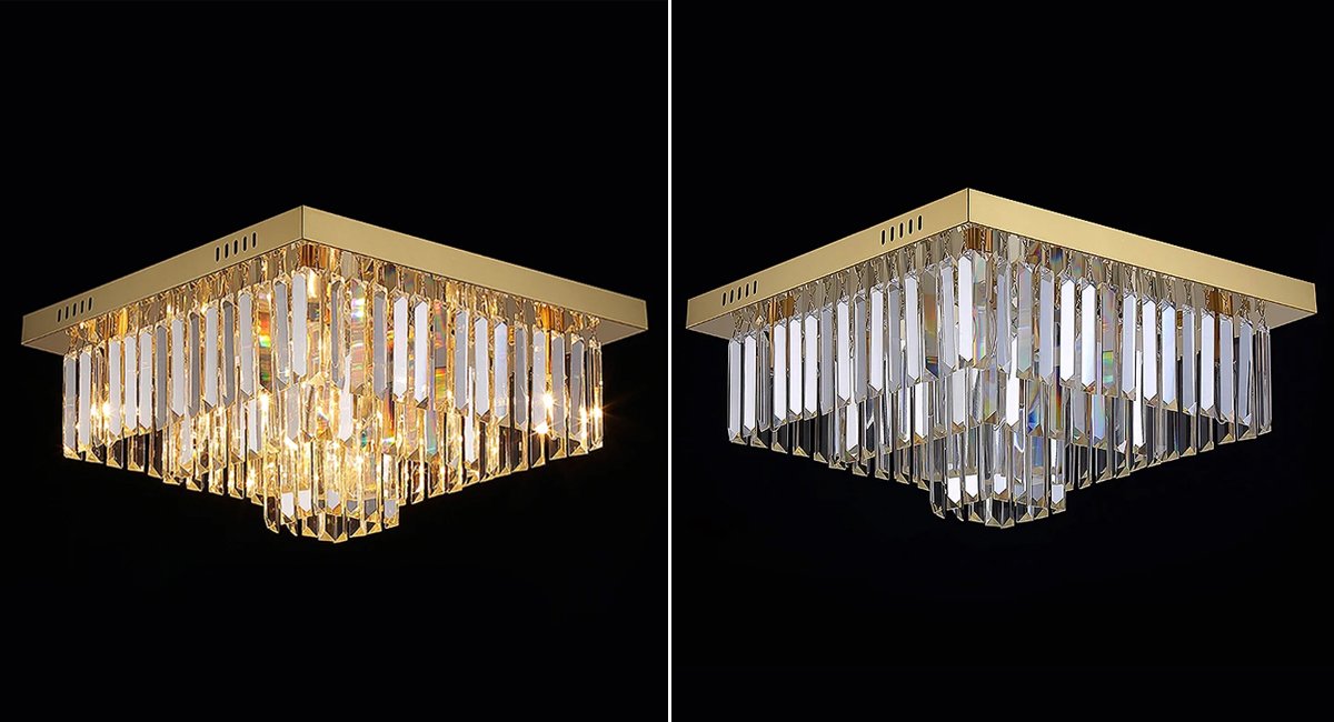 Sheen Ceiling Lamp-Gold/Silver Stainless Steel Ceiling Crystal Light fixture Real Shot
