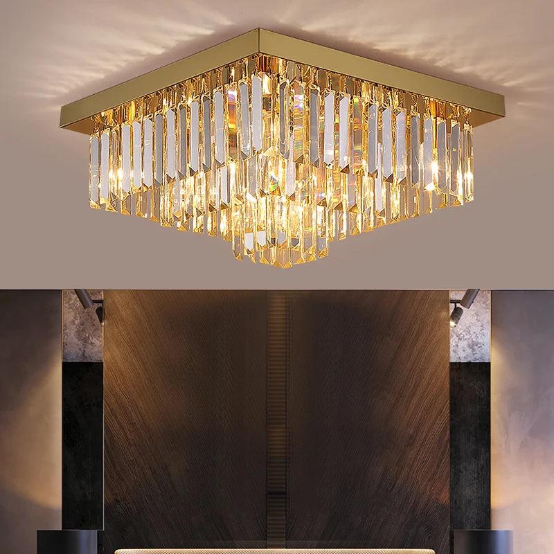 Sheen Ceiling Lamp-Gold/Silver Stainless Steel Ceiling Crystal Light fixture