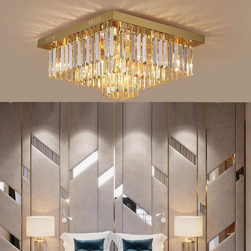 Sheen Ceiling Lamp-Gold/Silver Stainless Steel Ceiling Crystal Light fixture