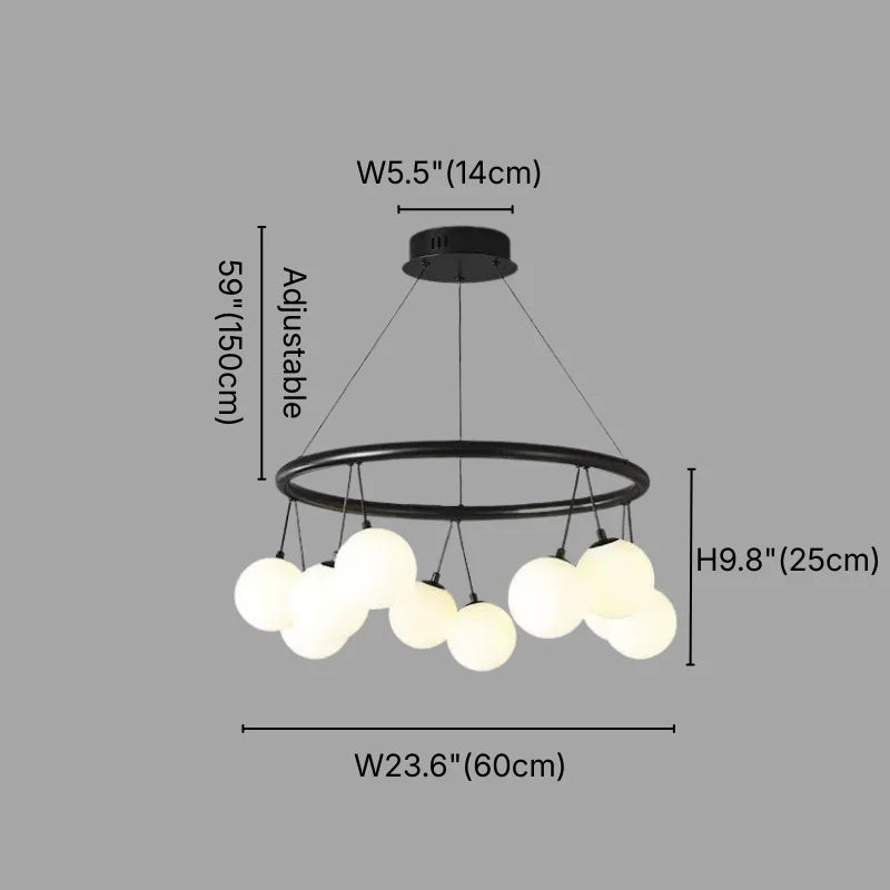 Sol Modern Black Glass Ball LED Chandelier for Living Room