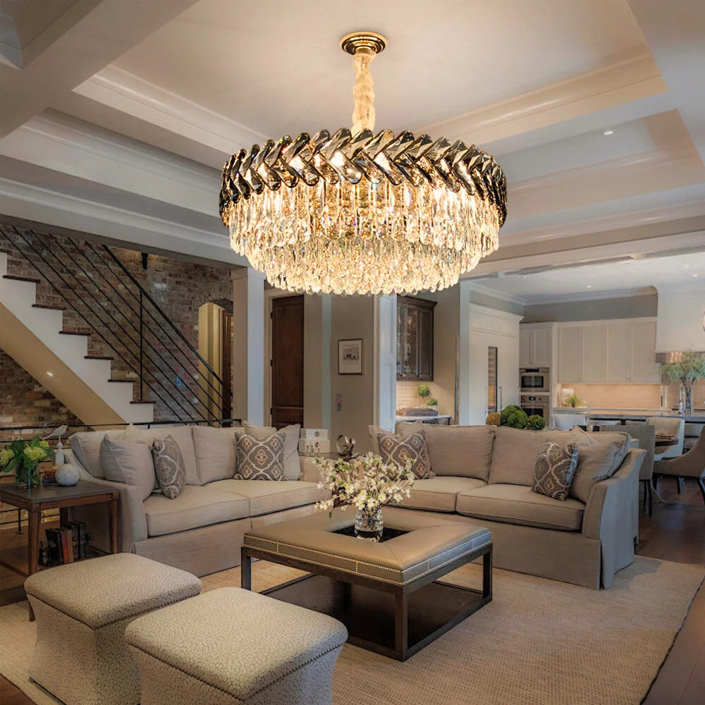 Solis Chandelier - Modern Gold Living Room Crystal Lighting Fixture