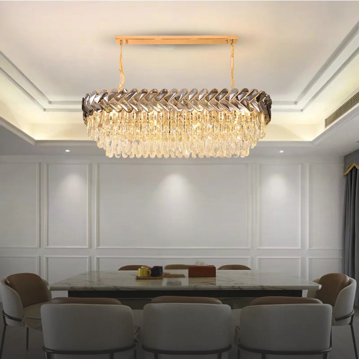 Solis Chandelier - Modern Gold Living Room Crystal Lighting Fixture