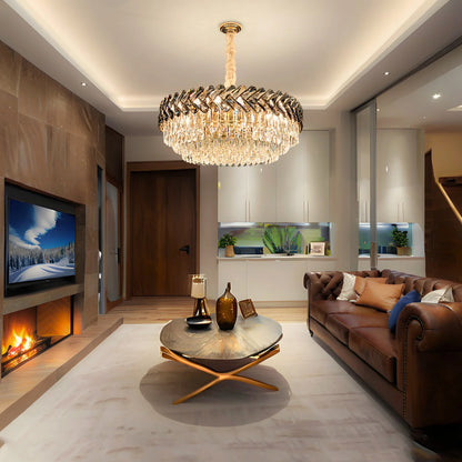 Solis Chandelier - Modern Gold Living Room Crystal Lighting Fixture