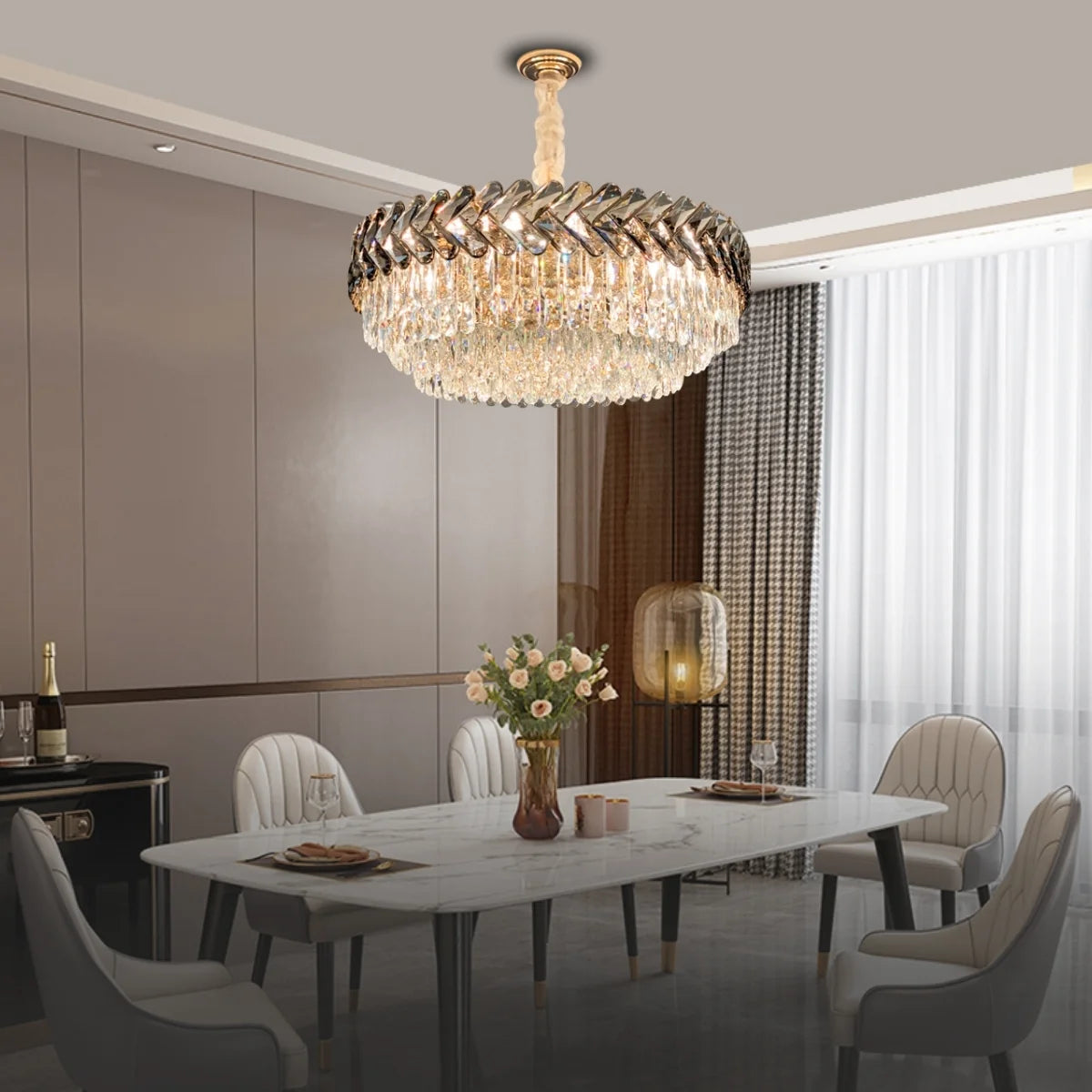 Solis Chandelier - Modern Gold Living Room Crystal Lighting Fixture