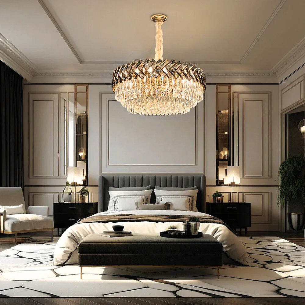 Solis Chandelier - Modern Gold Living Room Crystal Lighting Fixture