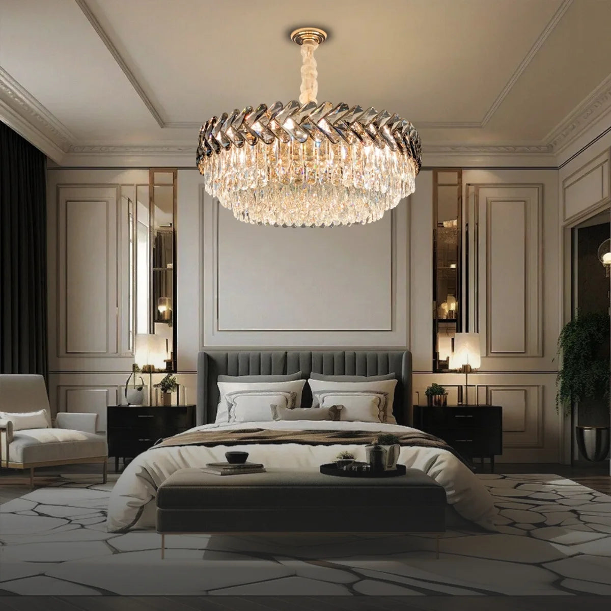 Solis Chandelier - Modern Gold Living Room Crystal Lighting Fixture