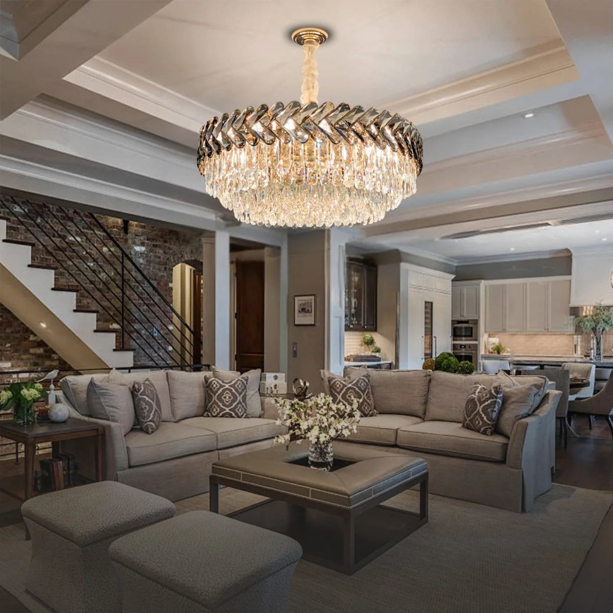 Solis Chandelier - Modern Gold Living Room Crystal Lighting Fixture