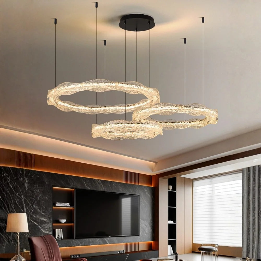 black 3 rings chandelier for living room