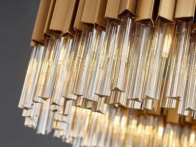 Sunny Pendant Light-Modern Brushed Gold Crystal Chandelier For Dining Room Detail