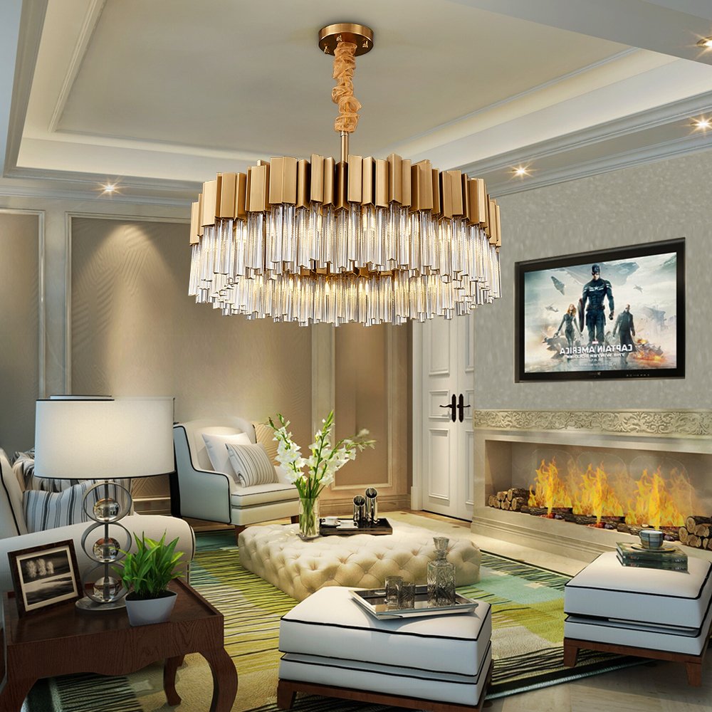 Sunny Chandelier-Modern Luxury Brushed Gold Crystal Light