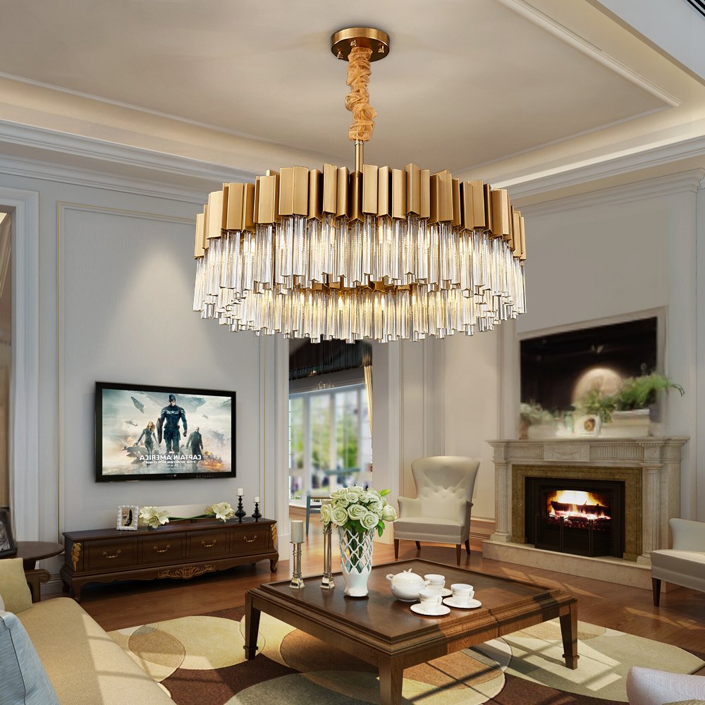 Sunny Chandelier-Modern Luxury Brushed Gold Crystal Light