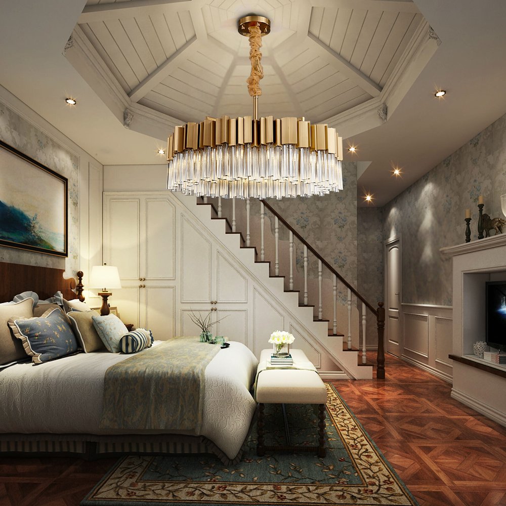 Sunny Chandelier-Modern Luxury Brushed Gold Crystal Light