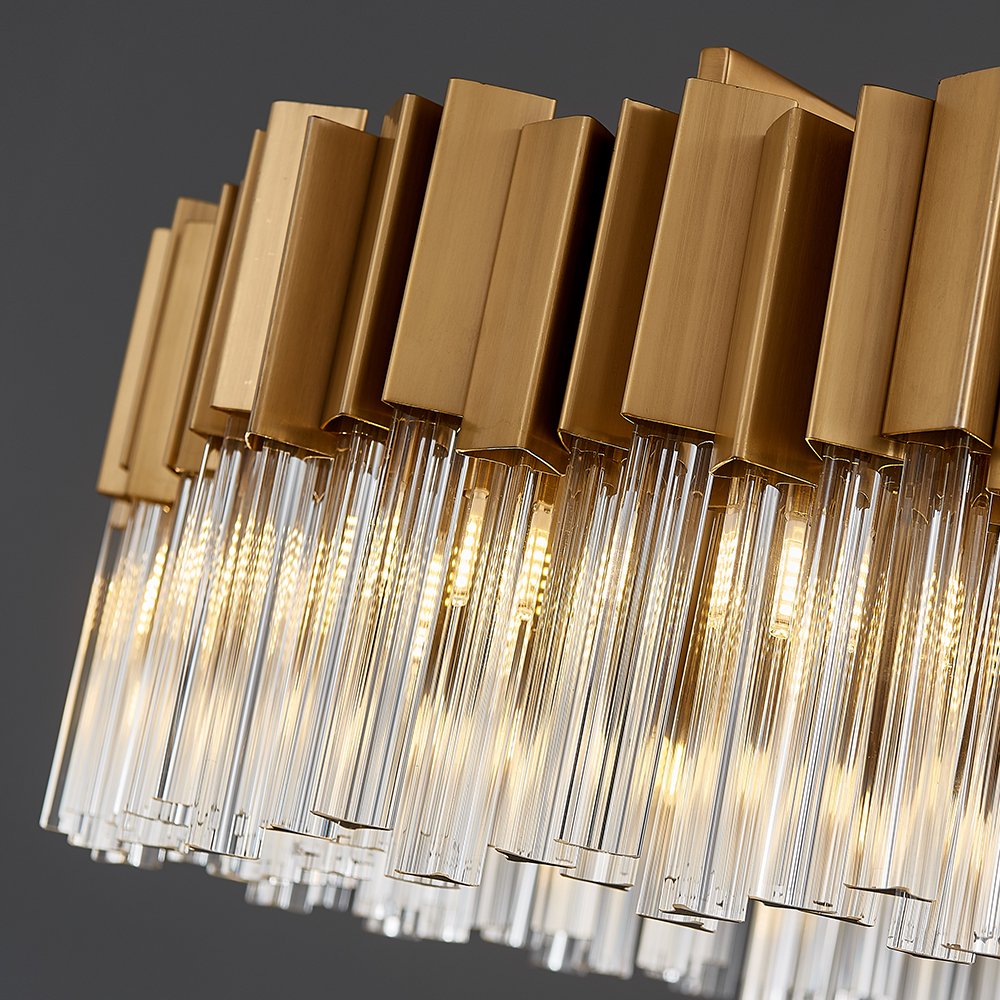 Sunny Pendant Light-Modern Brushed Gold Crystal Chandelier For Dining Room Detail