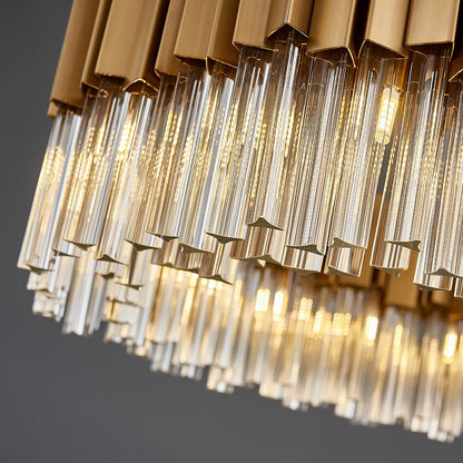 Sunny Pendant Light-Modern Brushed Gold Crystal Chandelier For Dining Room Detail