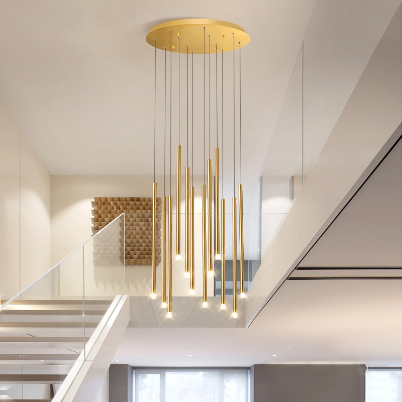 Swirl Chandelier-Luxury Black/Gold Pendant Stair Light Fixtures