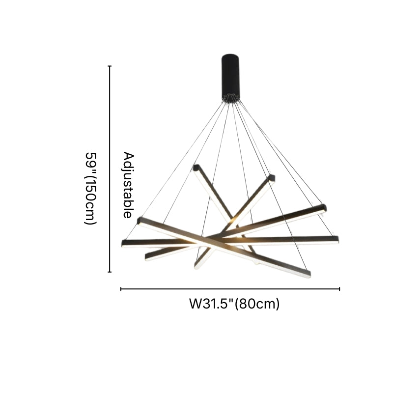 Vect Modern Black LED Linear Staircase Chandelier for Tall Foyers & Stairwells