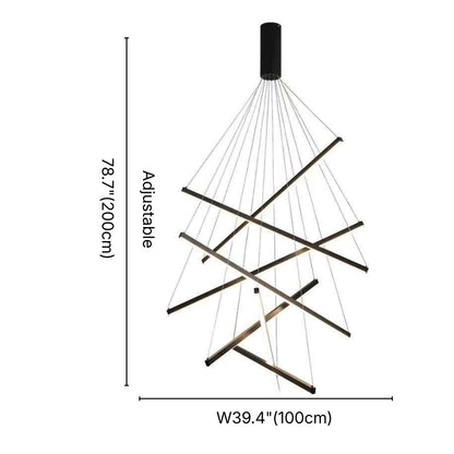 Vect Modern Black LED Linear Staircase Chandelier for Tall Foyers & Stairwells