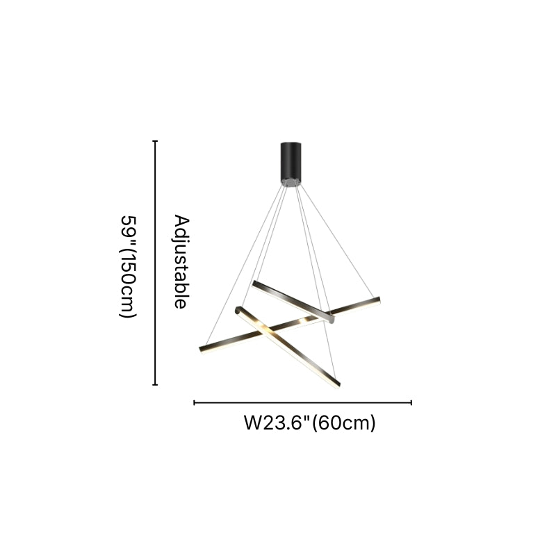 Vect Modern Black LED Linear Staircase Chandelier for Tall Foyers & Stairwells