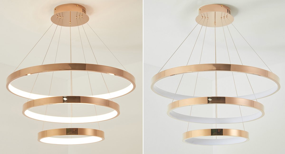 Velo Chandelier-Modern Gold Rings Hanging Light Fixtures For Living Room Real Shot