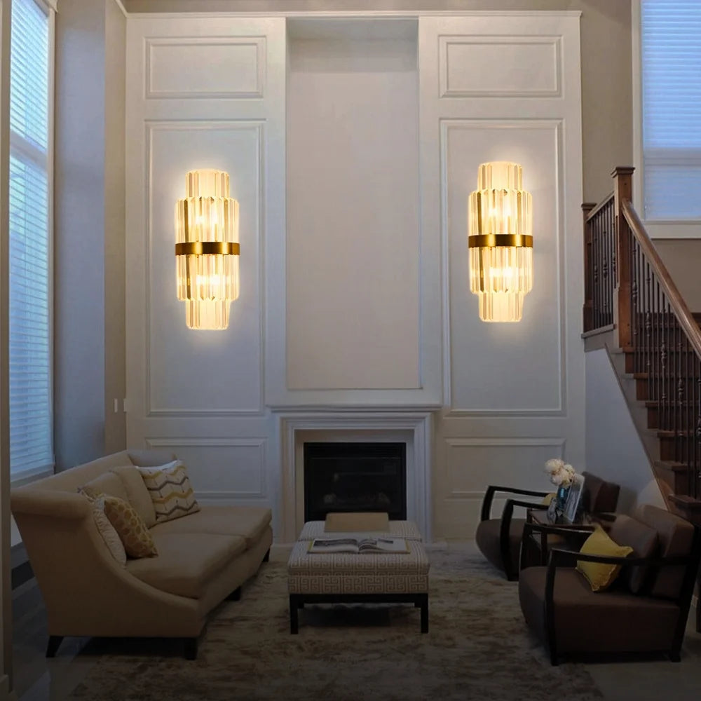 gold crystal wall light