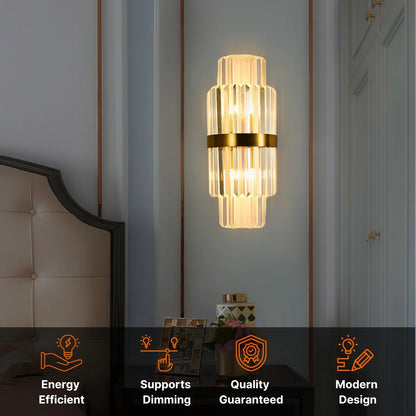 gold crystal wall light