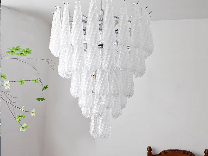 Verta Chandelier-Foyer Classic White Glass Light Fixtures