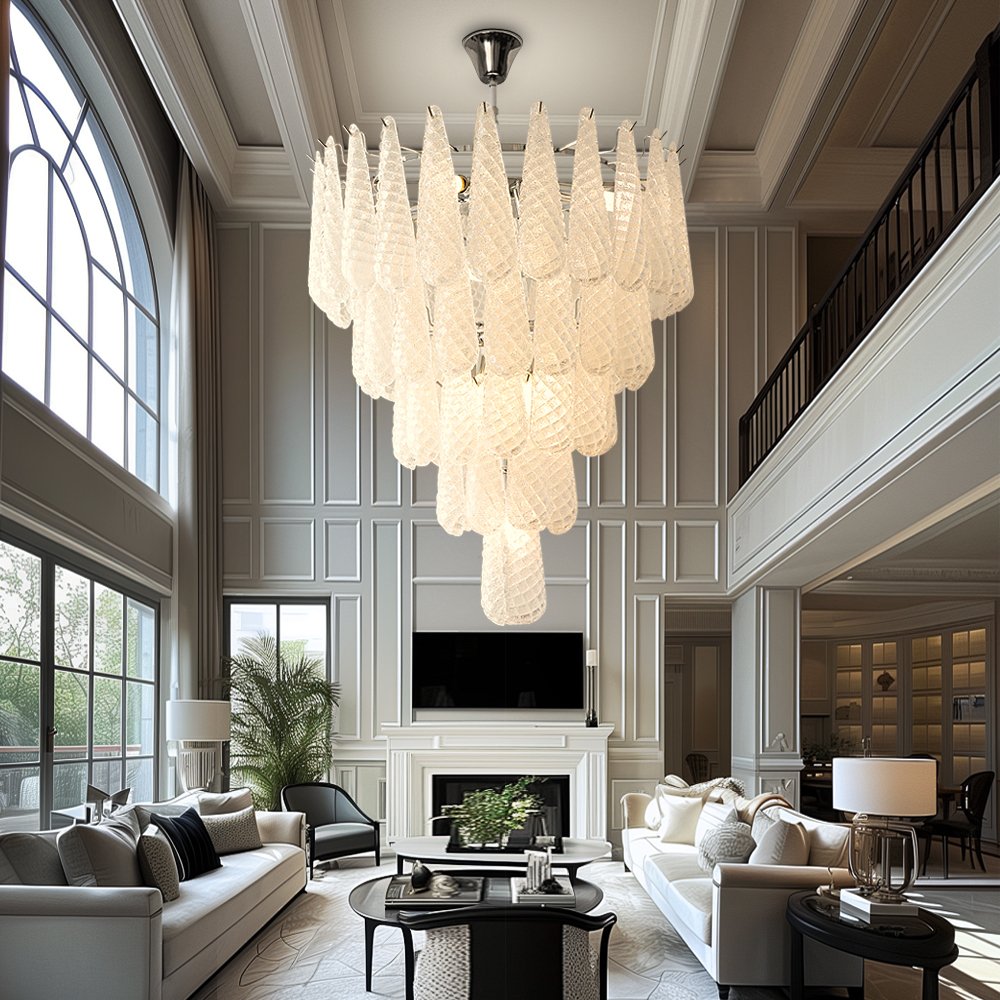 Verta Chandelier-Foyer Classic White Glass Light Fixtures