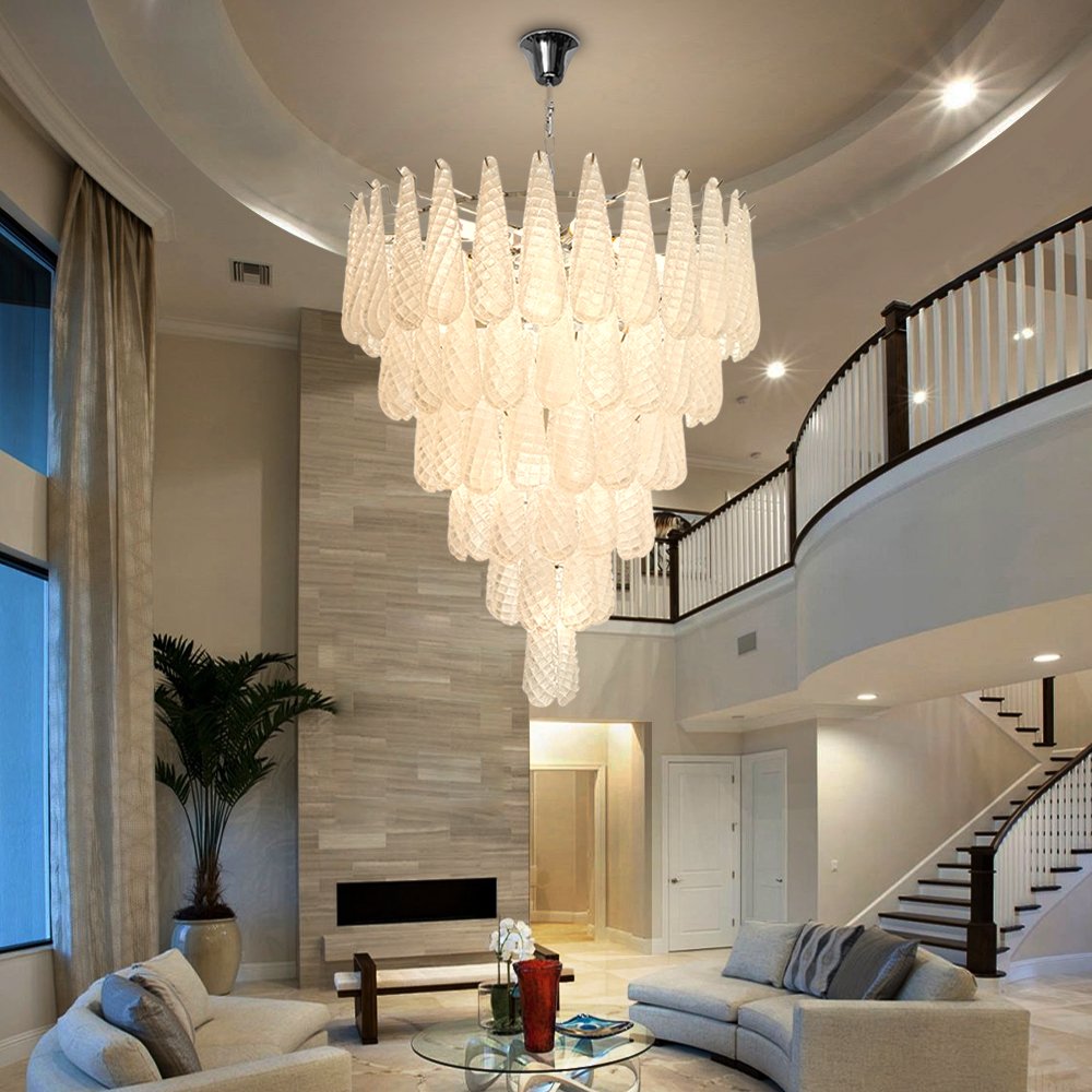 Verta Chandelier-Foyer Classic White Glass Light Fixtures