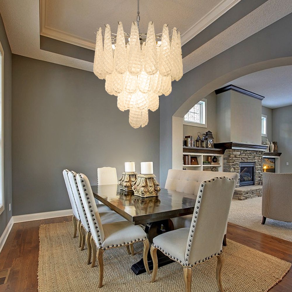 Verta Chandelier-Foyer Classic White Glass Light Fixtures