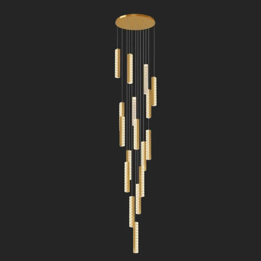 17 lights gold staircase chandelier