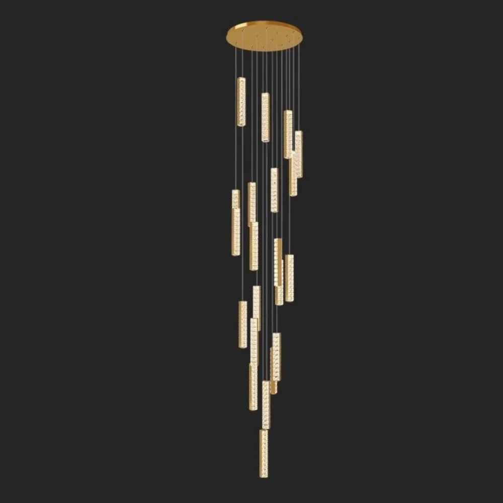 21 lights gold staircase chandelier