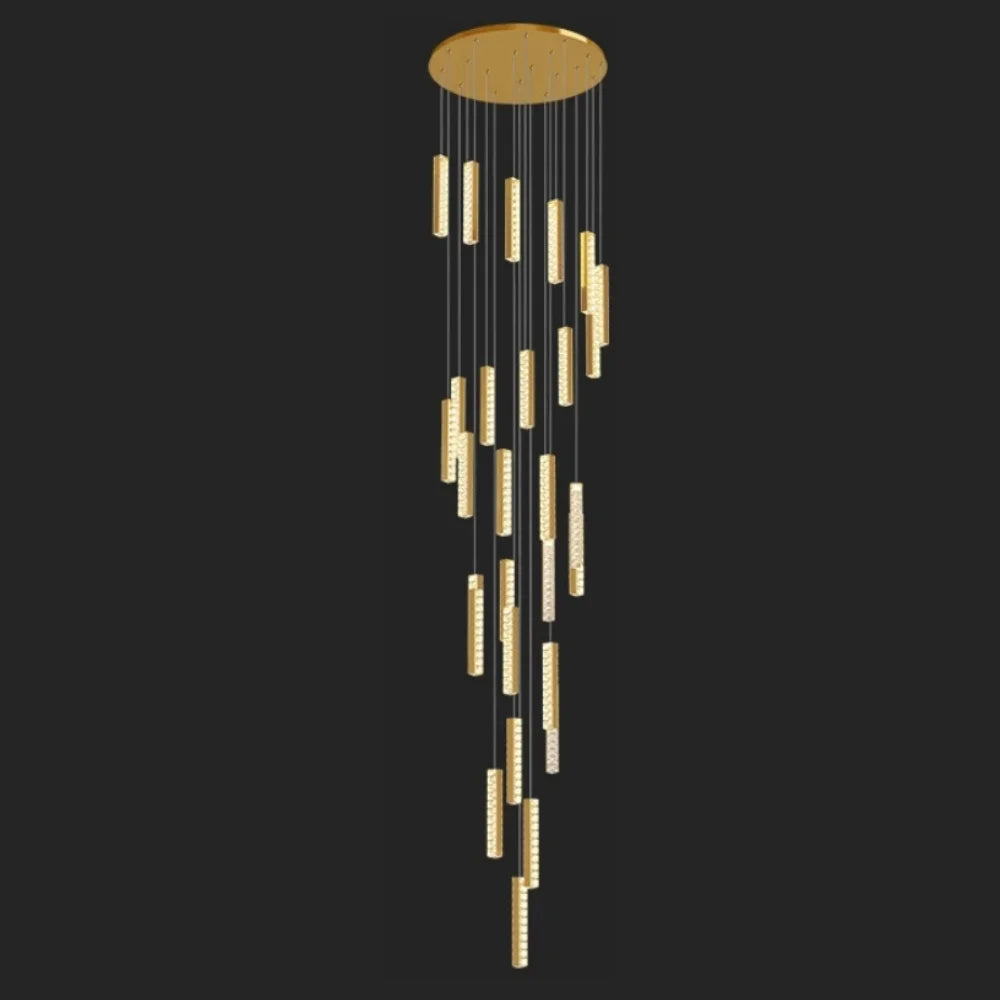 28 lights gold staircase chandelier