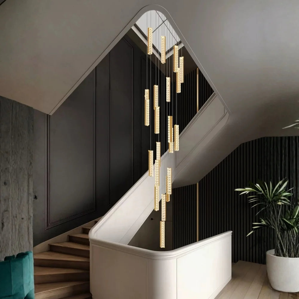 spiral crystal chandelier for staircase