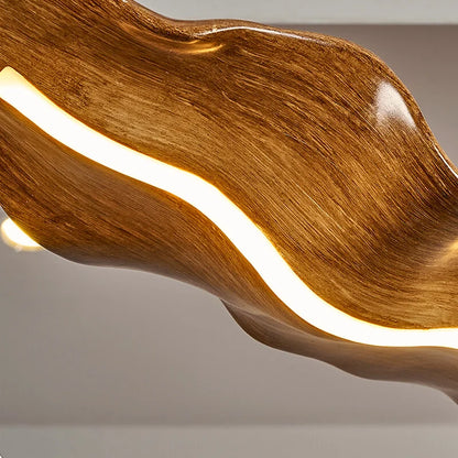 Wave Pendant Light-Creative Faux Wood Pendant Light For Dining Room/lsland Detail