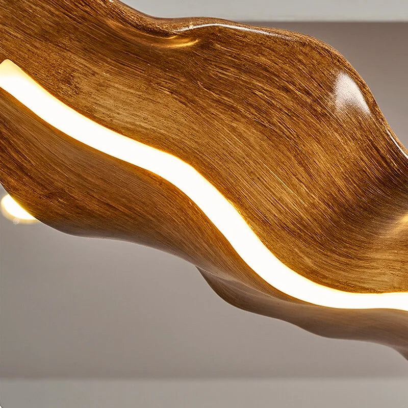Wave Pendant Light-Creative Faux Wood Pendant Light For Dining Room/lsland Detail