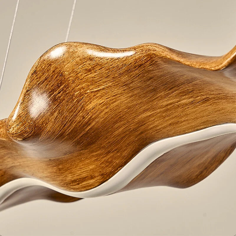 Wave Pendant Light-Creative Faux Wood Pendant Light For Dining Room/lsland Detail