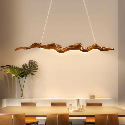 Wave Pendant Light-Creative Faux Wood Pendant Light For Dining Room/lsland