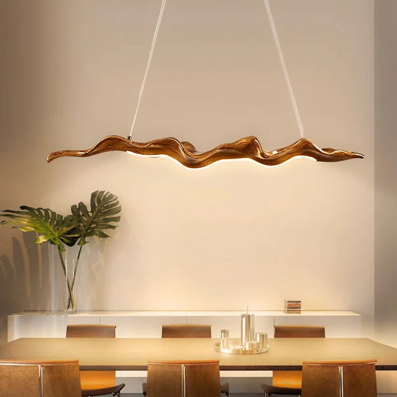 Wave Pendant Light-Creative Faux Wood Pendant Light For Dining Room/lsland