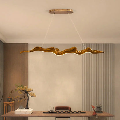 Wave Pendant Light-Creative Faux Wood Pendant Light For Dining Room/lsland