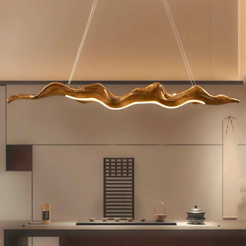 Wave Pendant Light-Creative Faux Wood Pendant Light For Dining Room/lsland