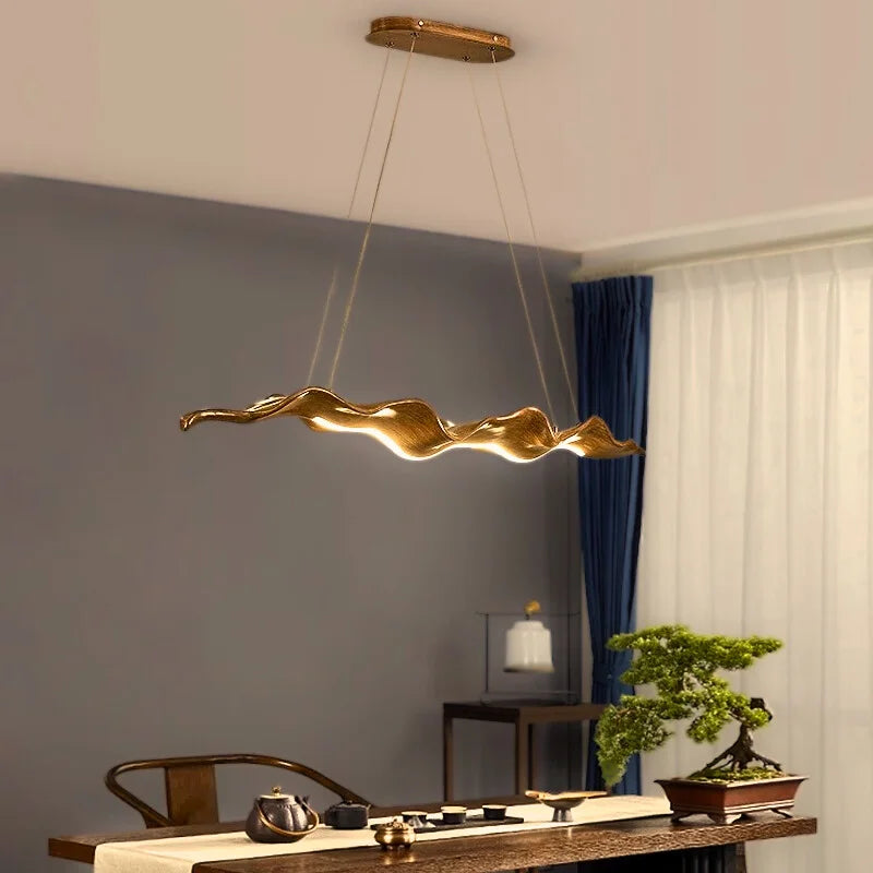 Wave Pendant Light-Creative Faux Wood Pendant Light For Dining Room/lsland