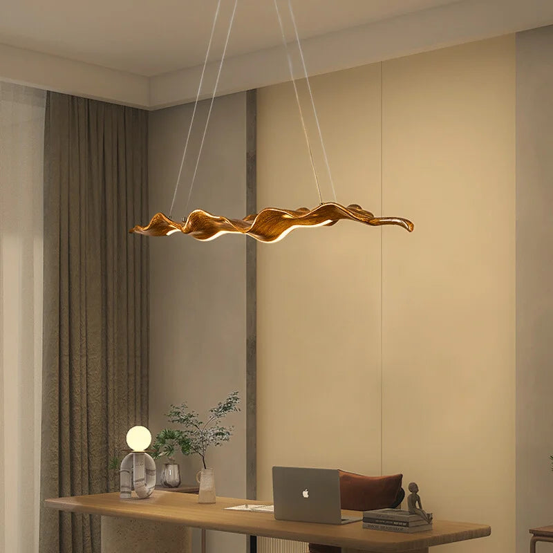 Wave Pendant Light-Creative Faux Wood Pendant Light For Dining Room/lsland