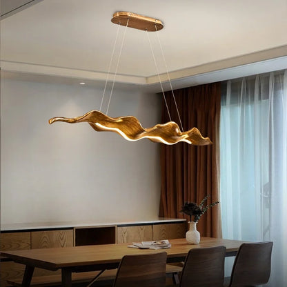 Wave Faux Wood LED Pendant Light for Dining Room & Kitchen Island