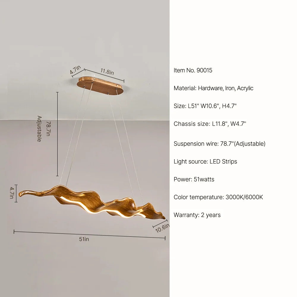Wave Pendant Light-Creative Faux Wood Pendant Light For Dining Room/lsland-SKU-51"