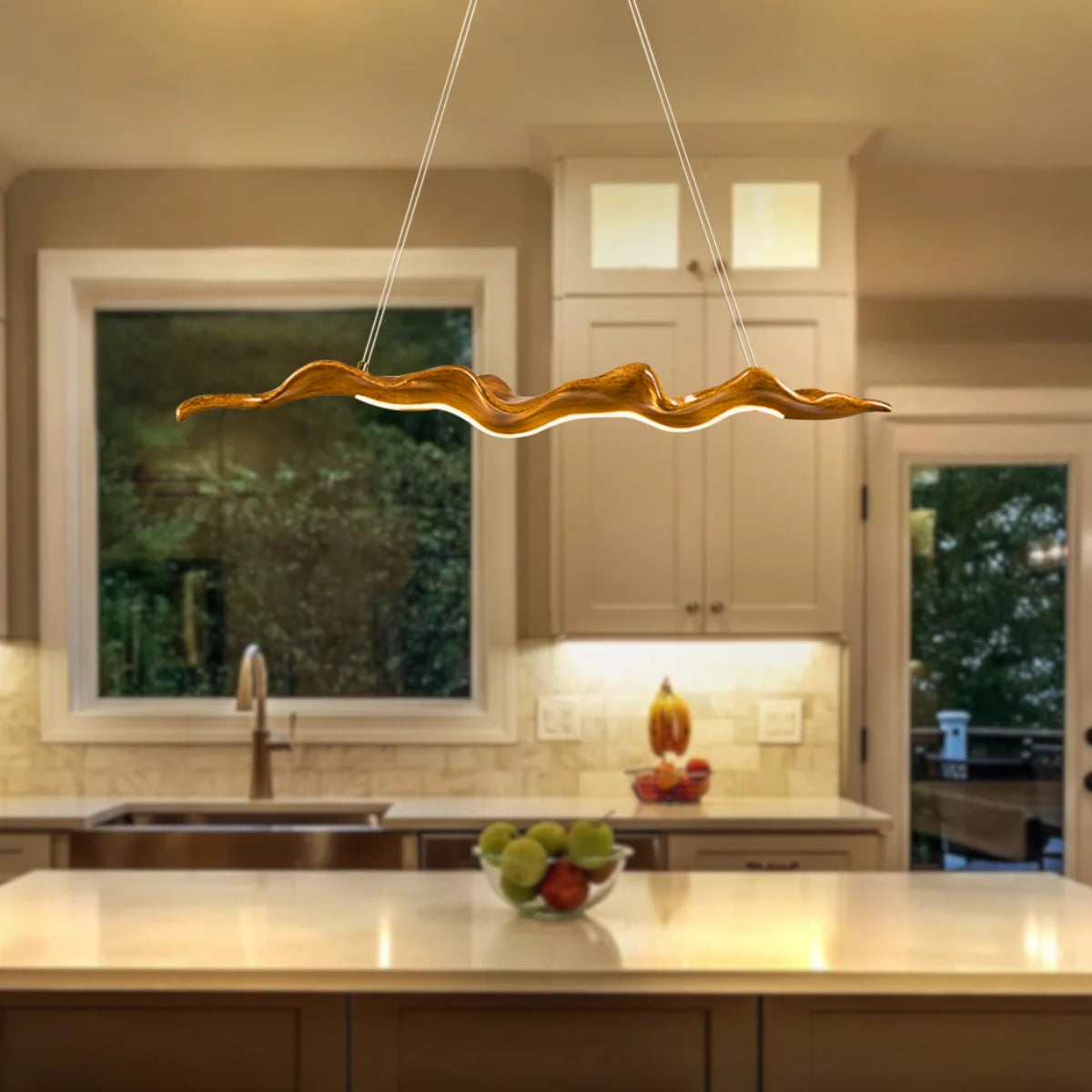 Wave led chandelier for kitchen island