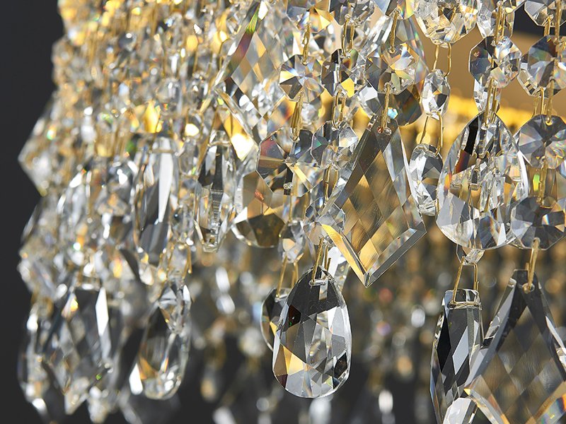Zara Pendant Light - Oval Brushed Gold LED Crystal Light Fixtures For Dining Room-Crystal String Detail