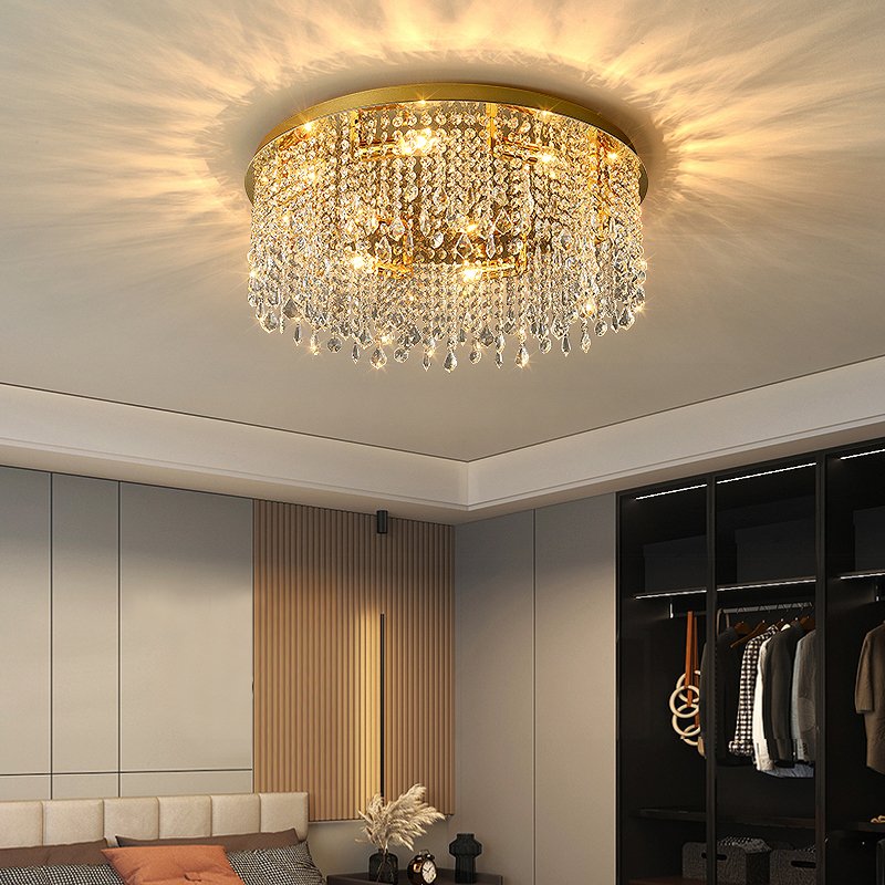 Zara Ceiling Light-Contemporary Gold Crystal Ceiling Lamp For Living Room