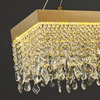 Zara Gold Rectangular Crystal Pendant Light for Dining Room